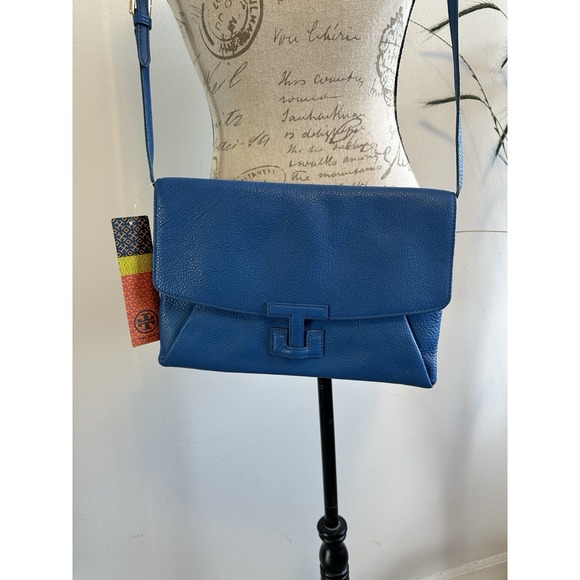 Tory Burch Handbags - **RARE** TORY BURCH Blue Leather Envelope Clutch Crossbody Purse Designer Bag